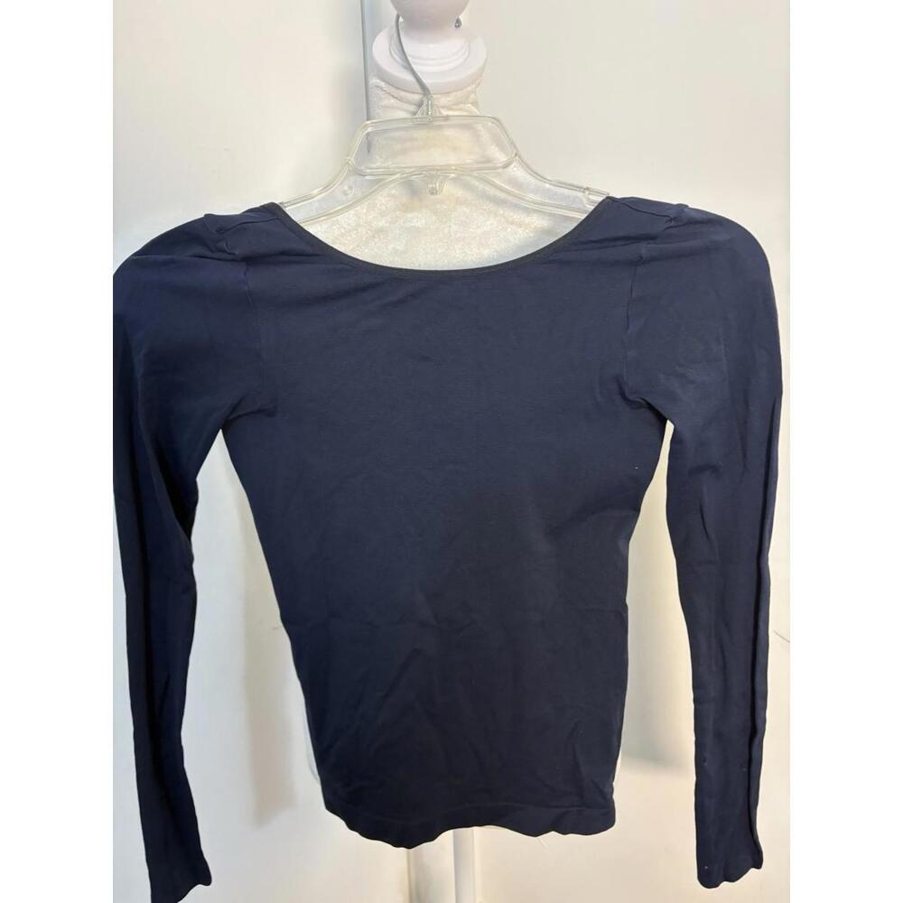 Free‎ People Intimately Navy & Brown Long Sleeve Top With Scooped Back New XS/S - Picture 6 of 8